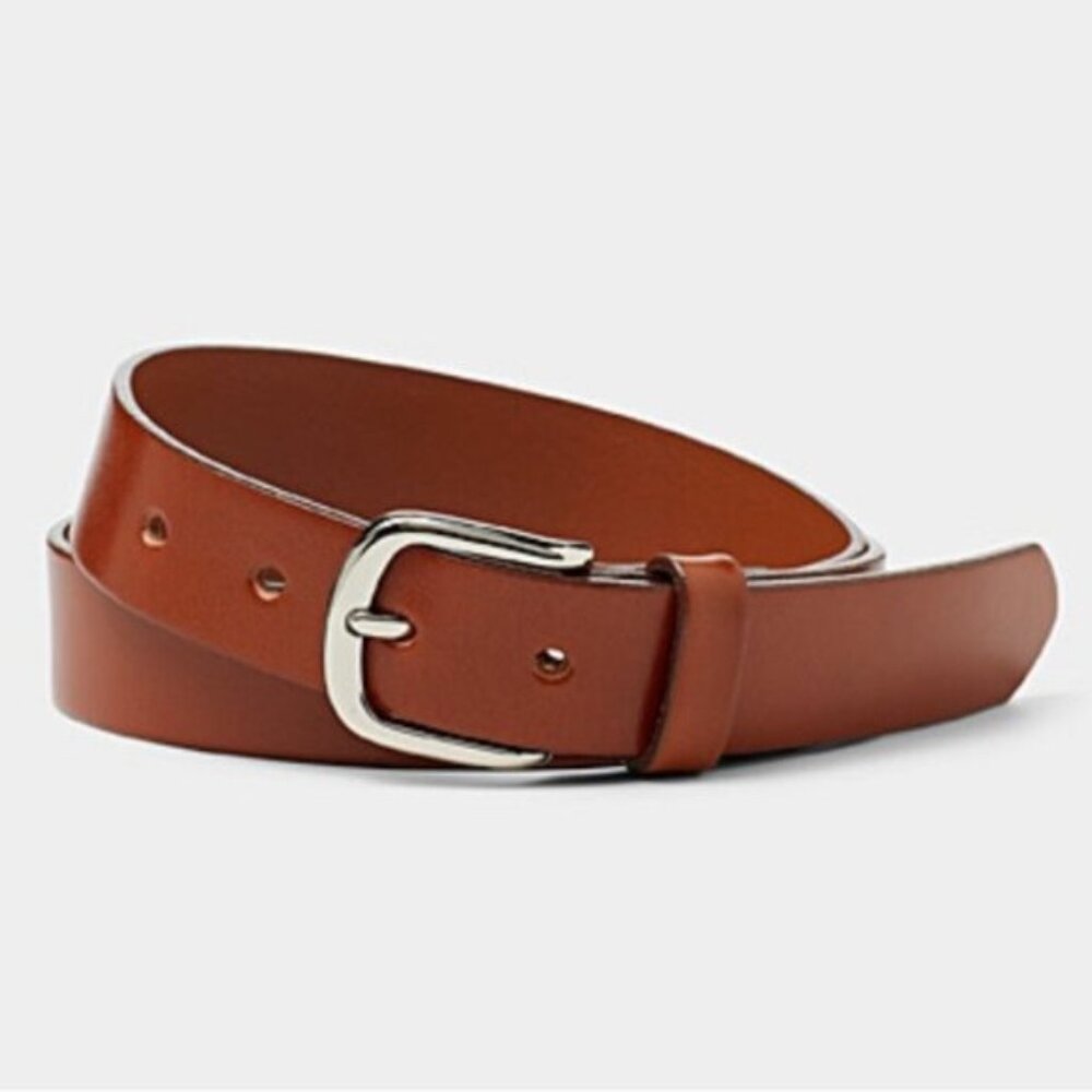 Simple Brown Shiny Leather Belt - Small, 30-34" Waist, made in Canada 🇨🇦